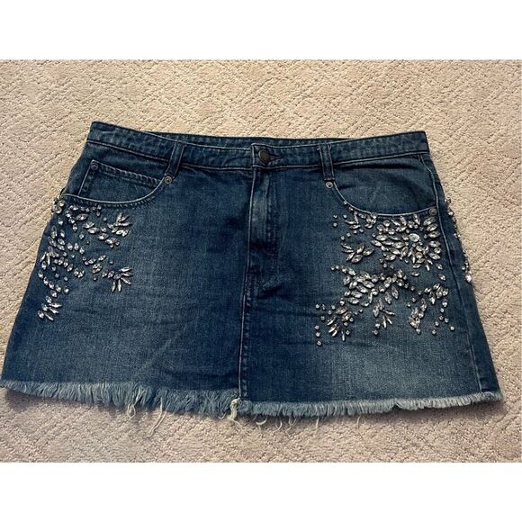 Free People Denim Jewel Mini Skirt - Picture 3 of 7